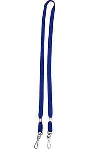 Синяя лента для бейджей с двумя карабинами, 11мм