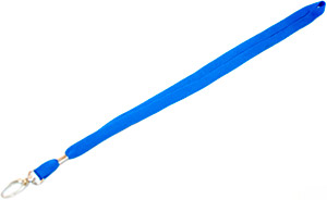 Светло-синяя лента с глянцевым овальным карабином, 11мм