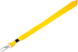 Желтая лента с глянцевым овальным карабином, 15мм