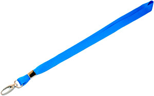 Светло-синяя лента с глянцевым овальным карабином, 15мм