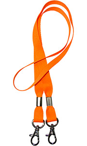 Оранжевая лента с двумя круглыми карабинами, 15мм