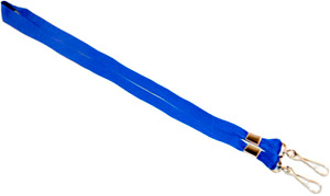Синяя лента с двумя карабинами для бейджей, 15мм